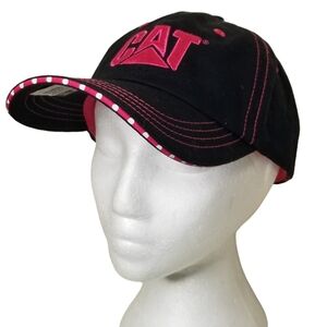 Caterpillar CAT Embroidered‎ Hot Pink Black Adjustable Baseball Hat NWT